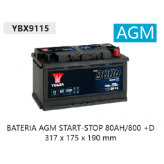 YBX9115 12V 80Ah 800A Yuasa AGM Start Stop Plus